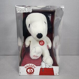 Peanuts Snoopy Plush White 65th Anniversary Knit Stuffed Animal Unisex OS